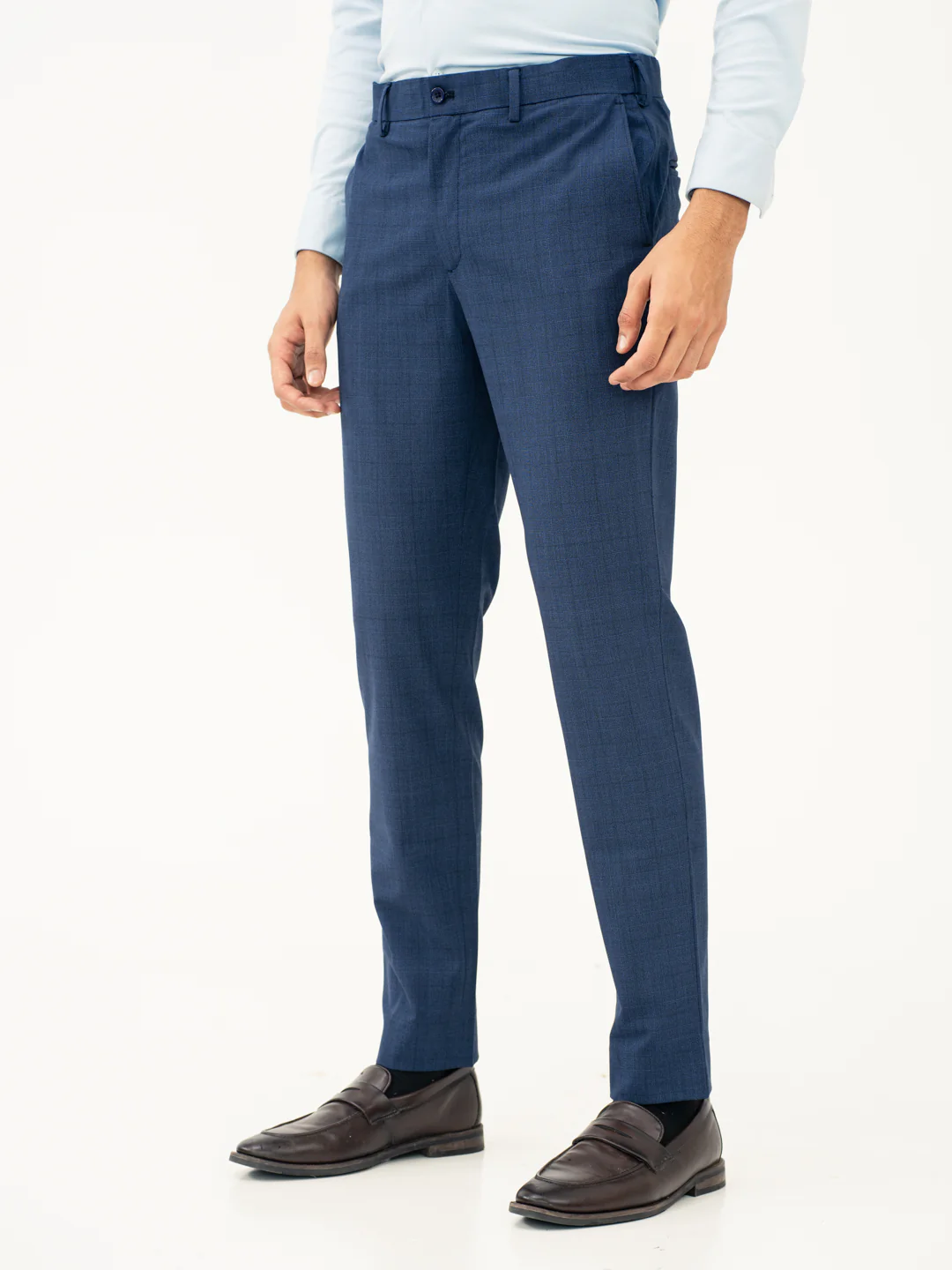 Azure Blue Checks Formal Pants - Image 9