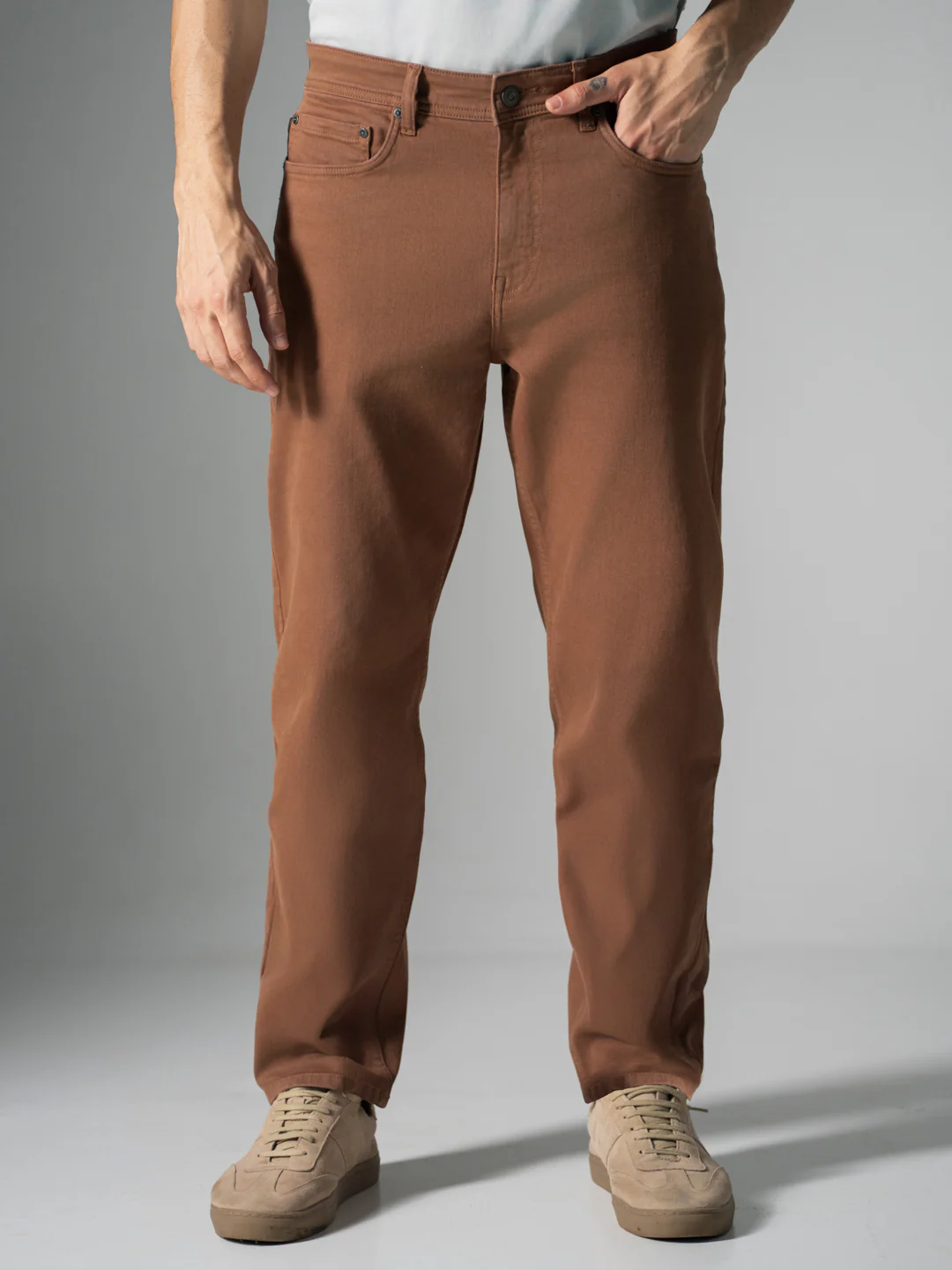 Bark Brown Relaxed Fit Jeans - Image 2