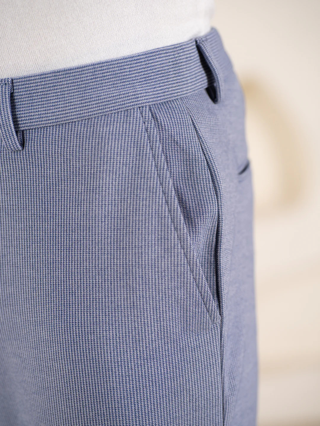 Bassline Blue Houndstooth Slim Fit Power Stretch Pants - Image 9