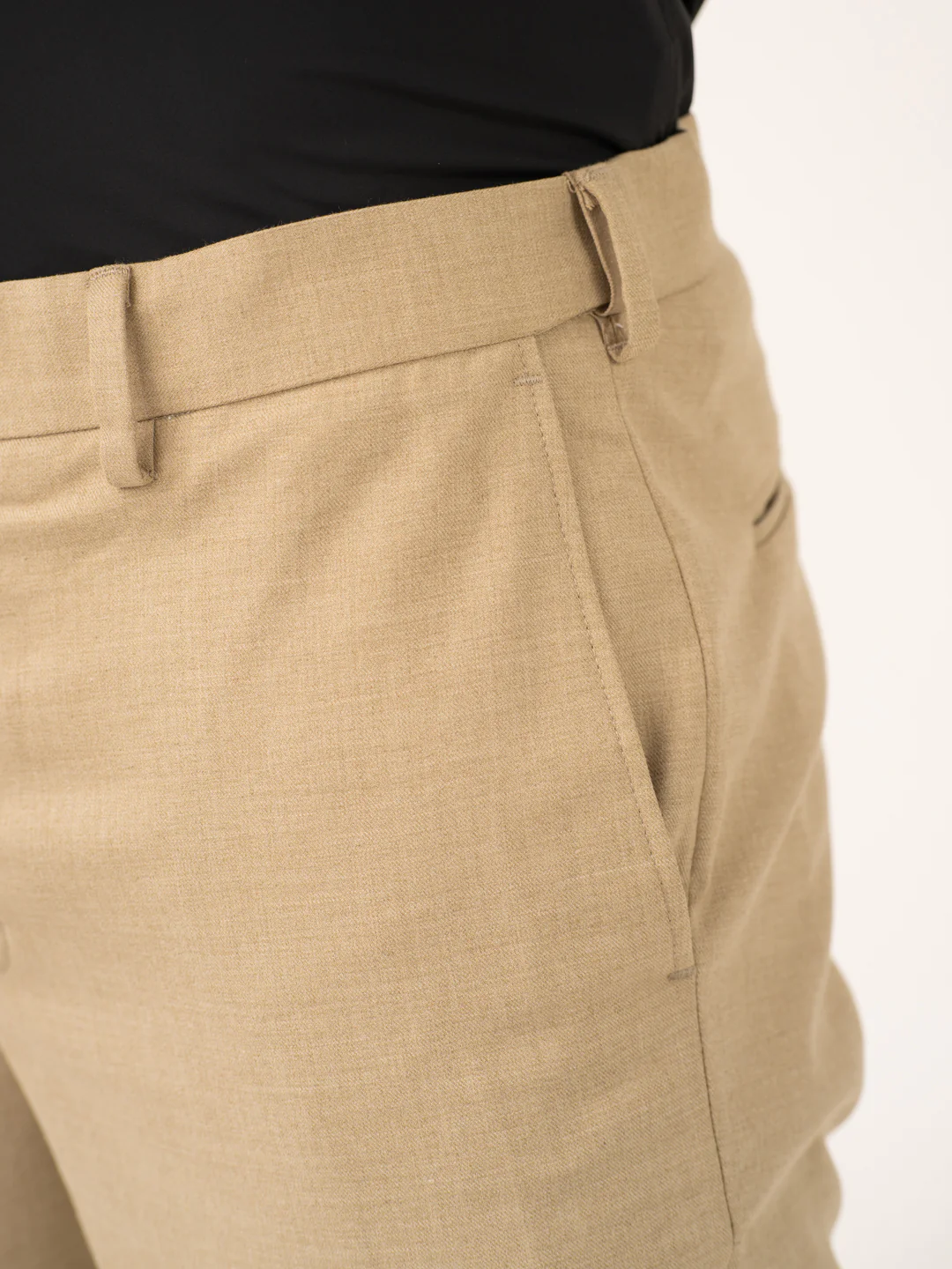 Bastian Khaki Melange Stretch Formal Pants - Image 9