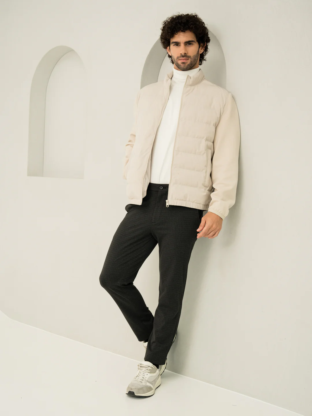 Belfast Black Checks Slim Fit Power Stretch Pants - Image 9