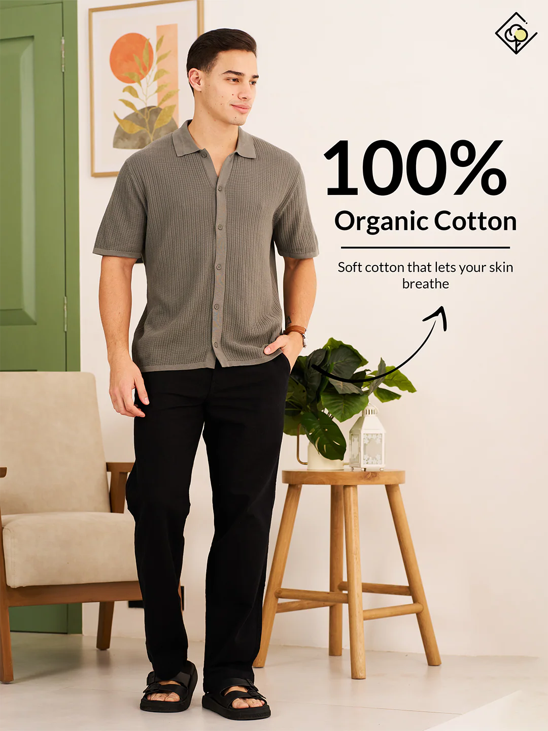 Belvidere Black All Day Lounge Cotton Pants - Image 3