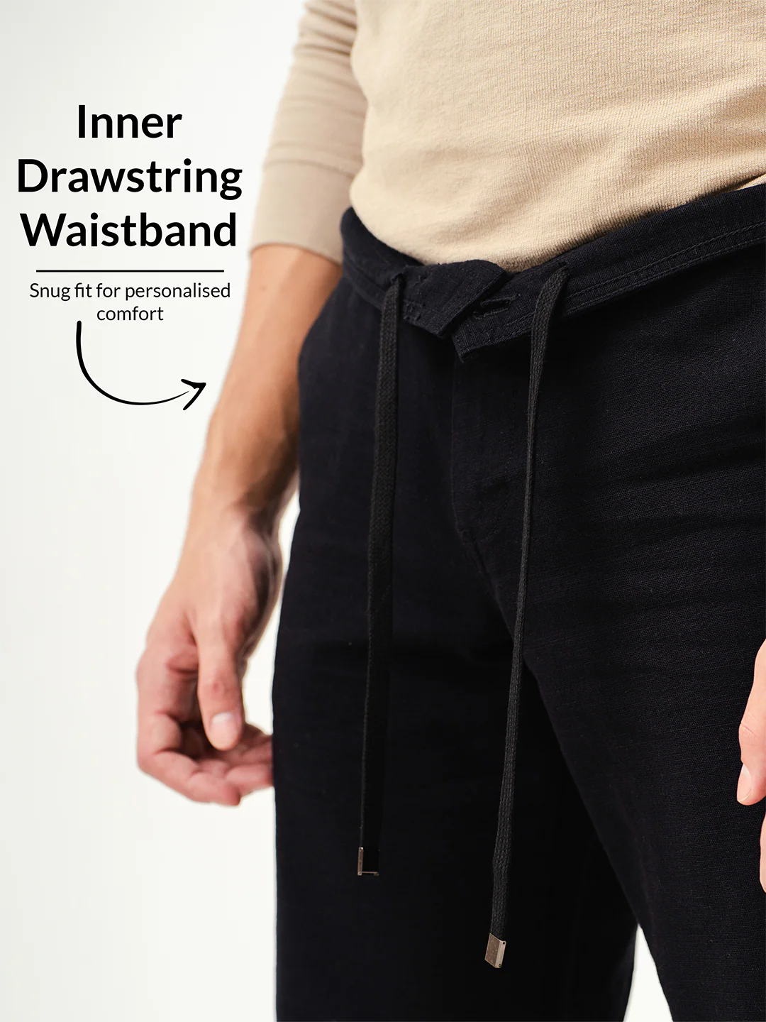 Belvidere Black All Day Lounge Cotton Pants - Image 6