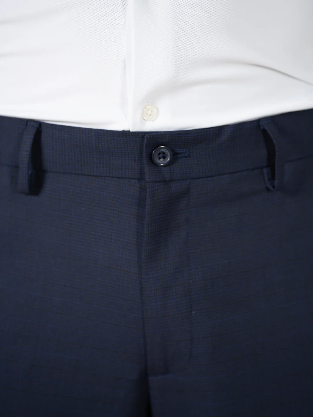 Bernard Navy Houndstooth Relaxed Fit Stretch Formal Pants - Image 9