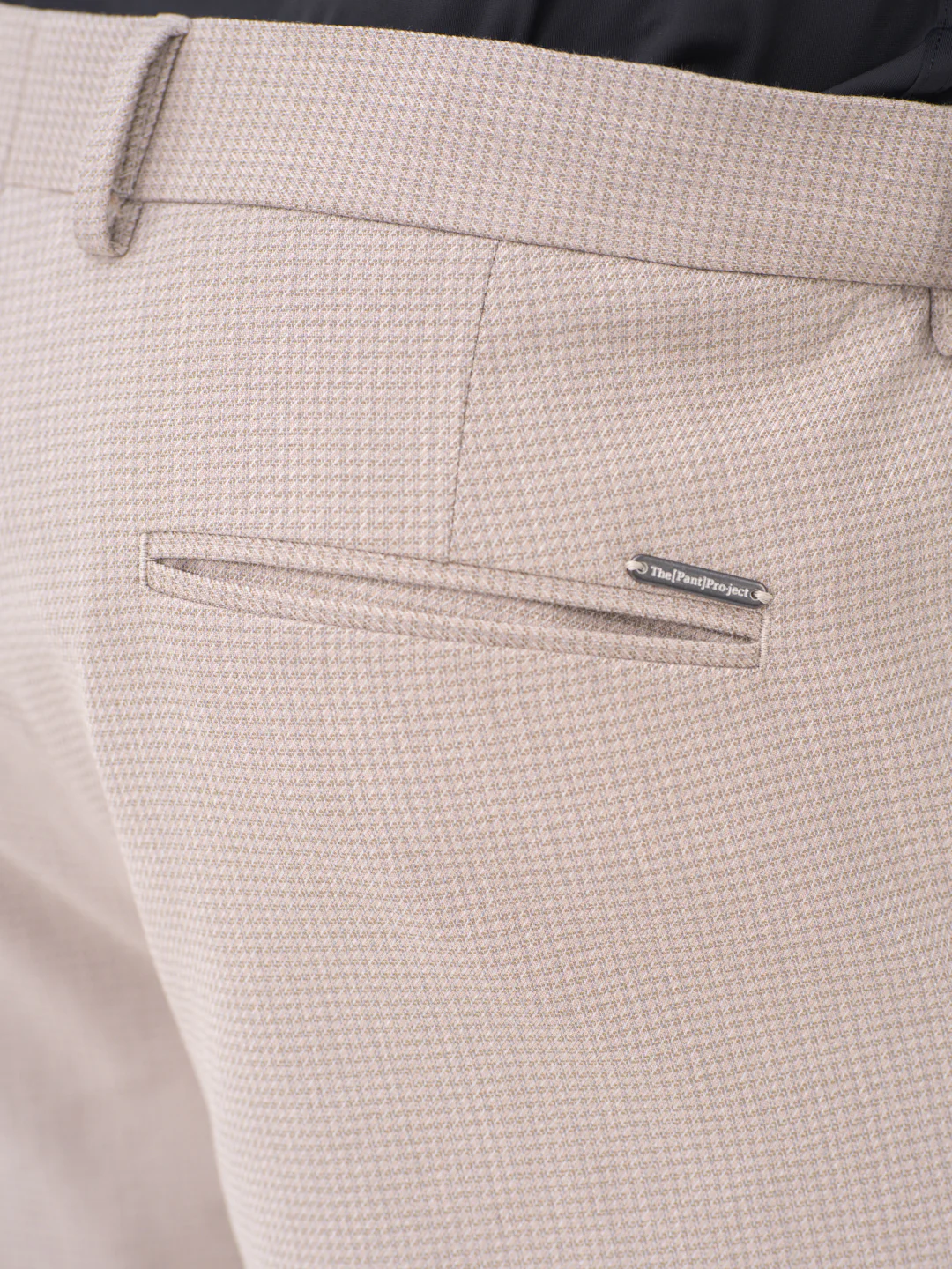 Bison Beige Textured Slim Fit Stretch Formal Pants - Image 10