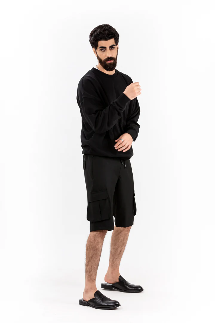Black All Weather Stretch Cargo Shorts - Image 2