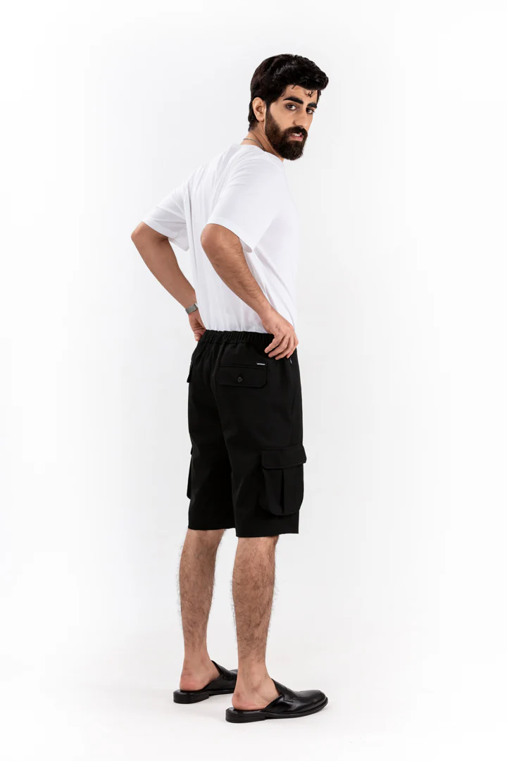 Black All Weather Stretch Cargo Shorts - Image 4