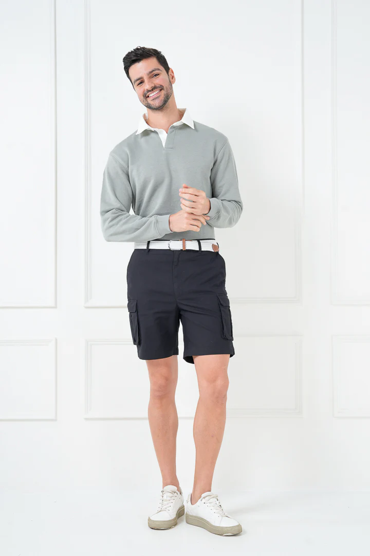 Black Ripstop Textured Cargo Shorts - Image 2