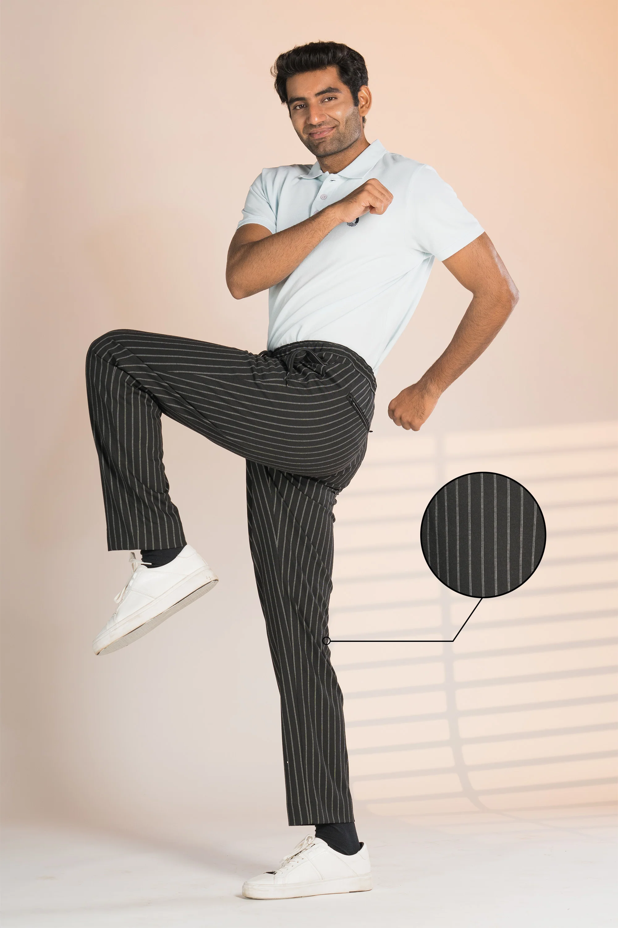 Black Stripe Power-Stretch Joggers - Image 2