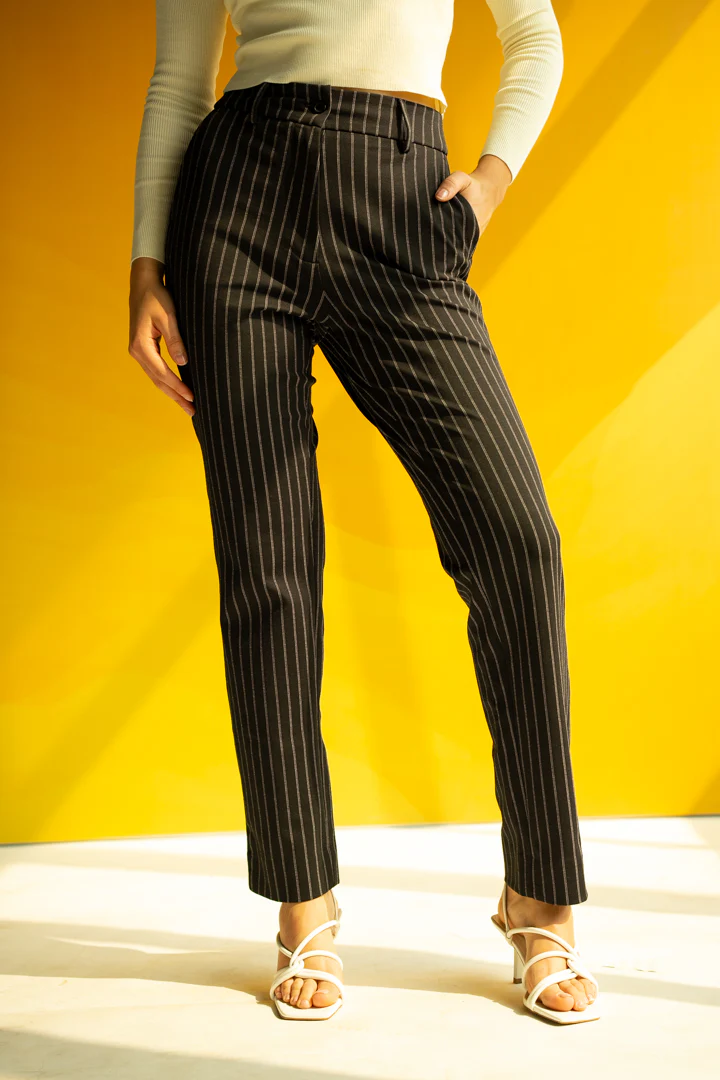 Black Stripe Power-Stretch Women Pants - Image 5