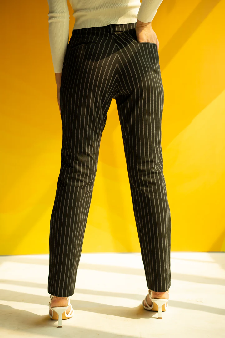 Black Stripe Power-Stretch Women Pants - Image 6
