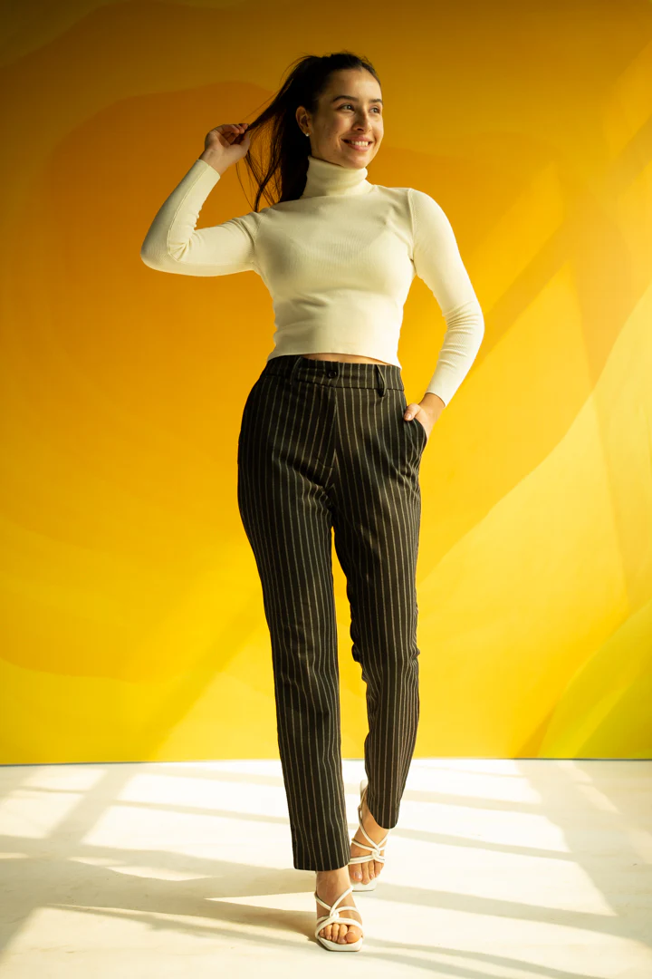 Black Stripe Power-Stretch Women Pants - Image 7