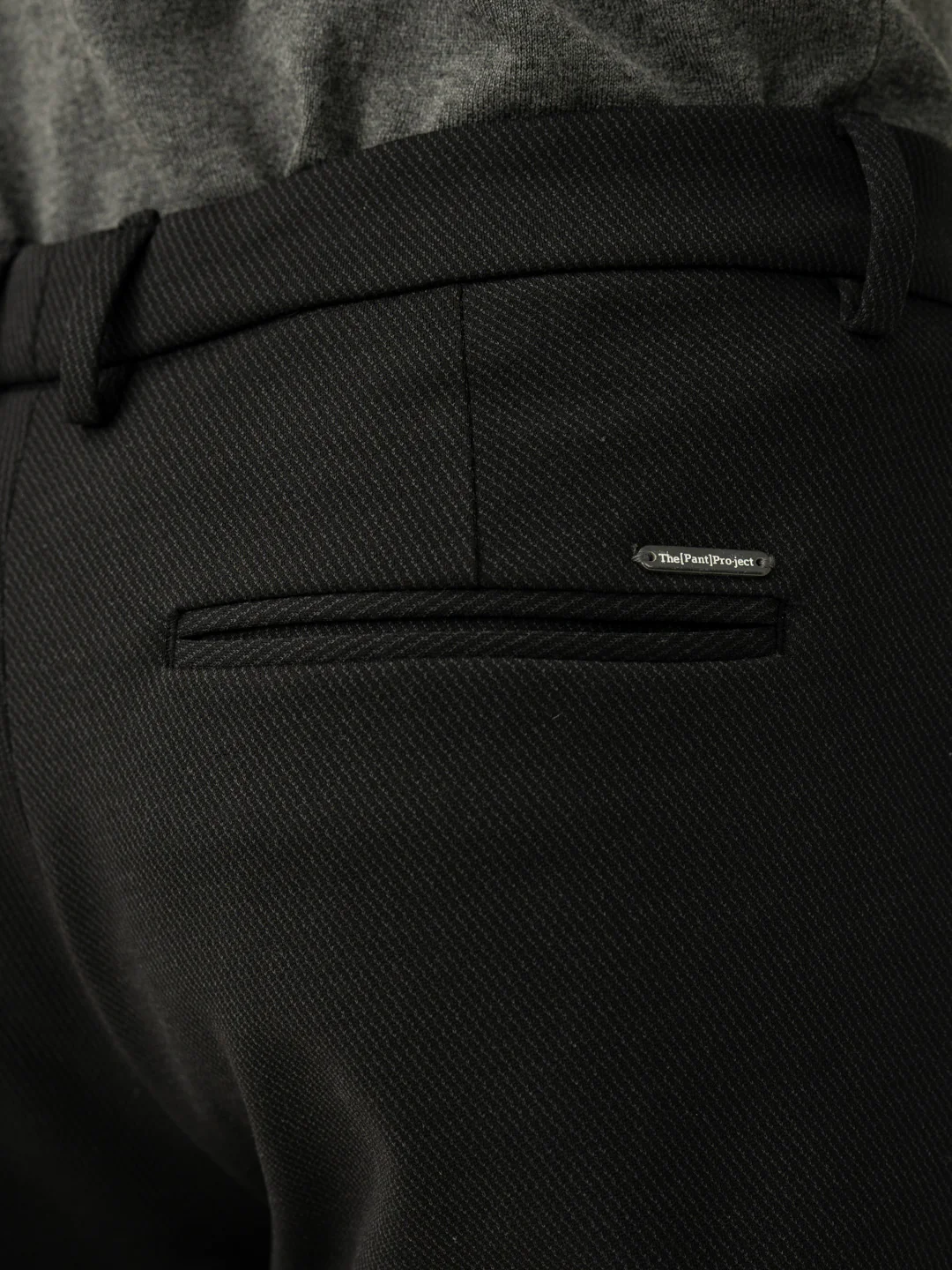 Black Twill Structured Slim Fit Power Stretch Pants - Image 8