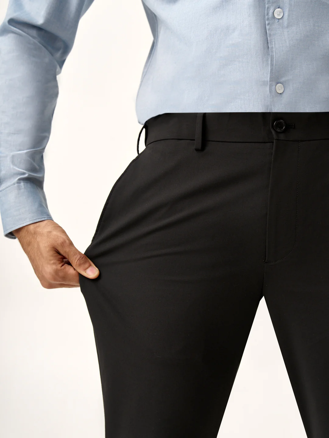 Brisk Black Water Repellent Slim Fit Stretch Formal Pants - Image 3