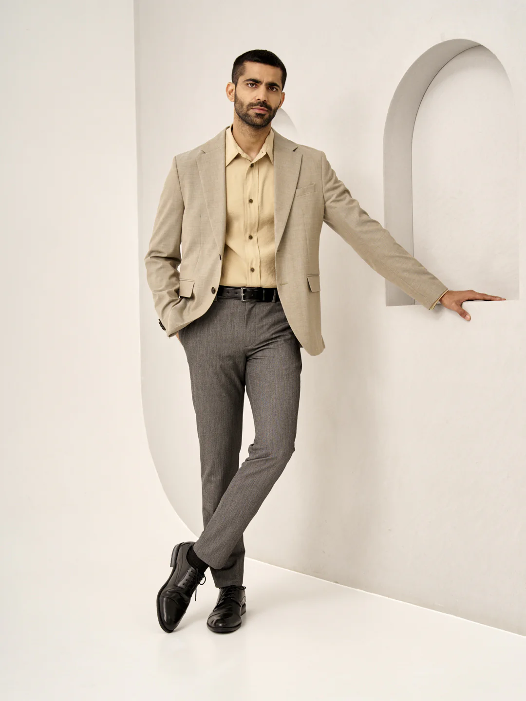 Black & White Textured All Weather Stretch Pants - Image 6