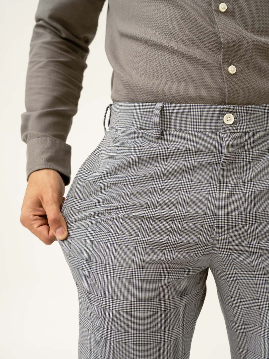 Blue Black Houndstooth Checks Formal Pants - Image 2