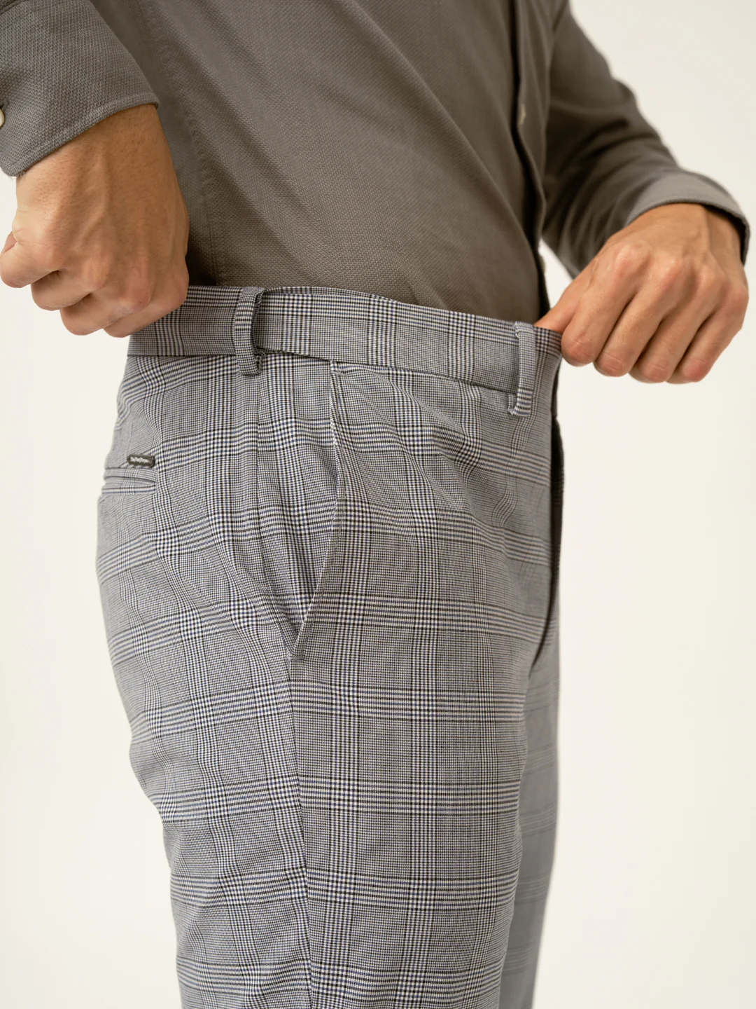 Blue Black Houndstooth Checks Formal Pants - Image 3
