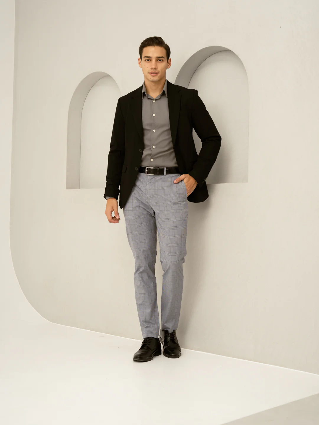 Blue Black Houndstooth Checks Formal Pants - Image 4
