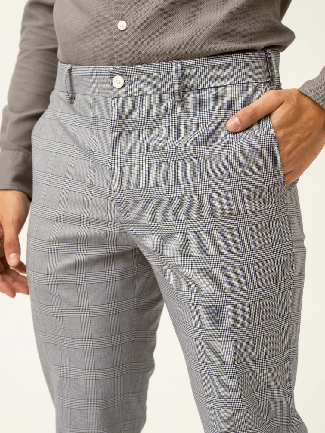 Blue Black Houndstooth Checks Formal Pants - Image 6