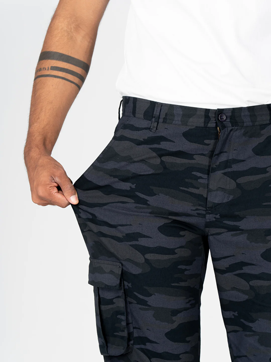 Blue Camo Slim Fit Cargo Pants - Image 4