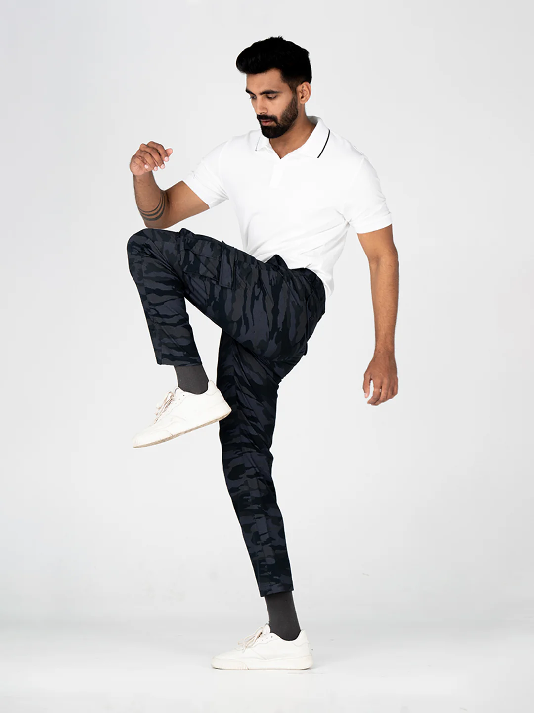 Blue Camo Slim Fit Cargo Pants - Image 7