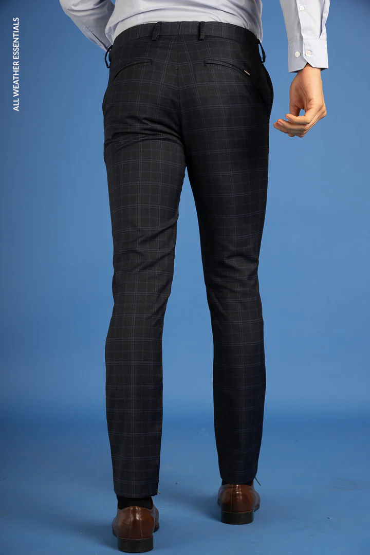 Blue Melange Checks All Weather Stretch Pants - Image 9
