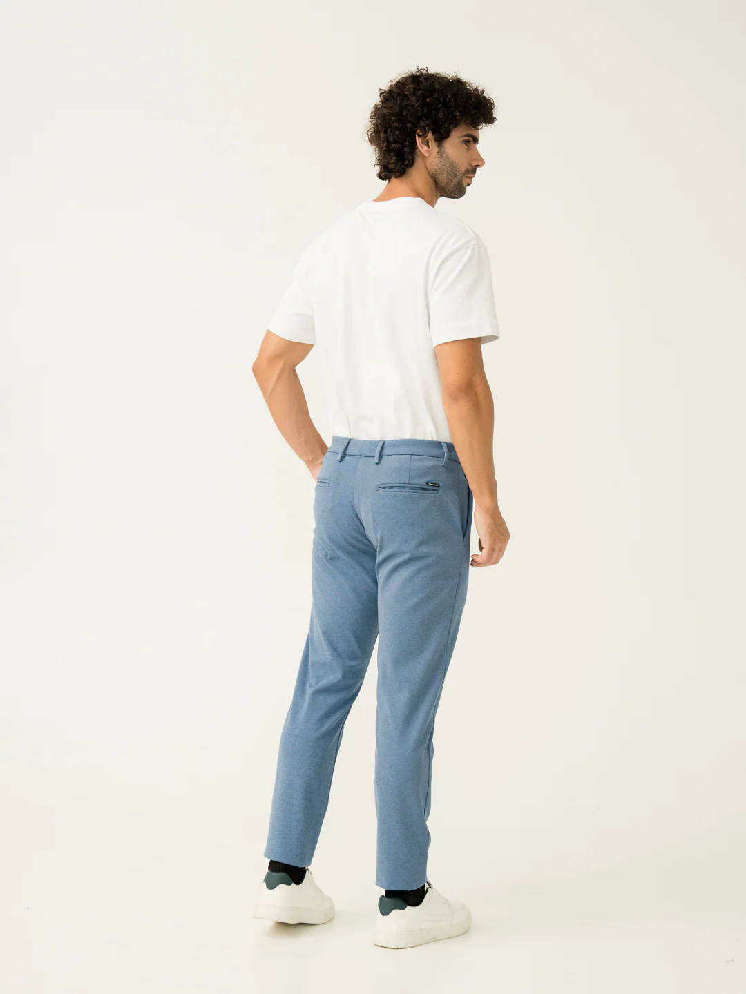 Tidal Blue Melange Slim Fit Power Stretch Pants - Image 10