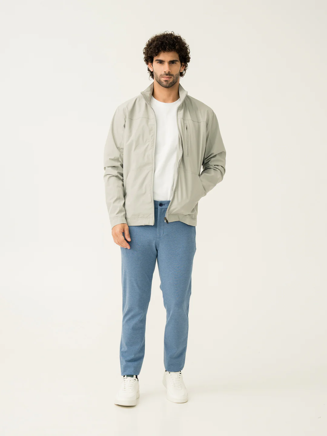 Tidal Blue Melange Slim Fit Power Stretch Pants - Image 11