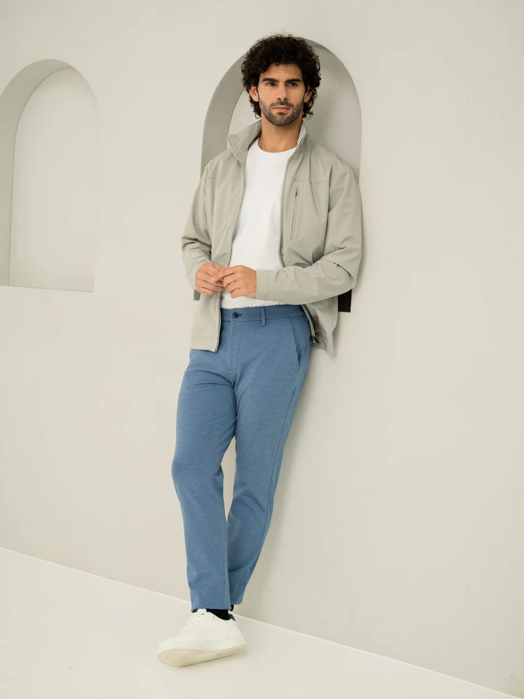 Tidal Blue Melange Slim Fit Power Stretch Pants - Image 6