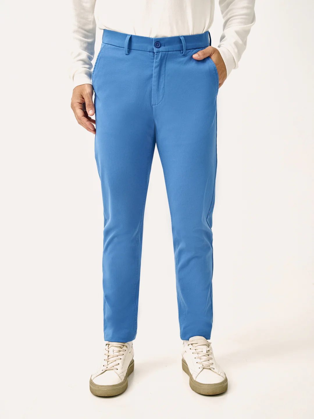 Track Blue Slim Fit Stretch Chinos - Image 2