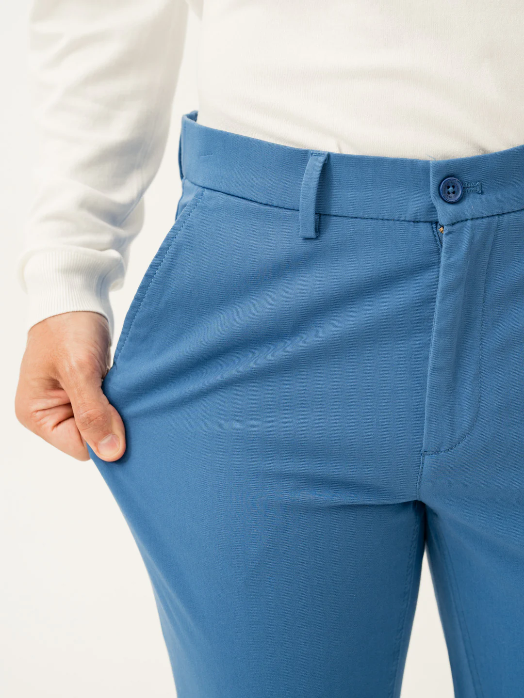 Track Blue Slim Fit Stretch Chinos - Image 3