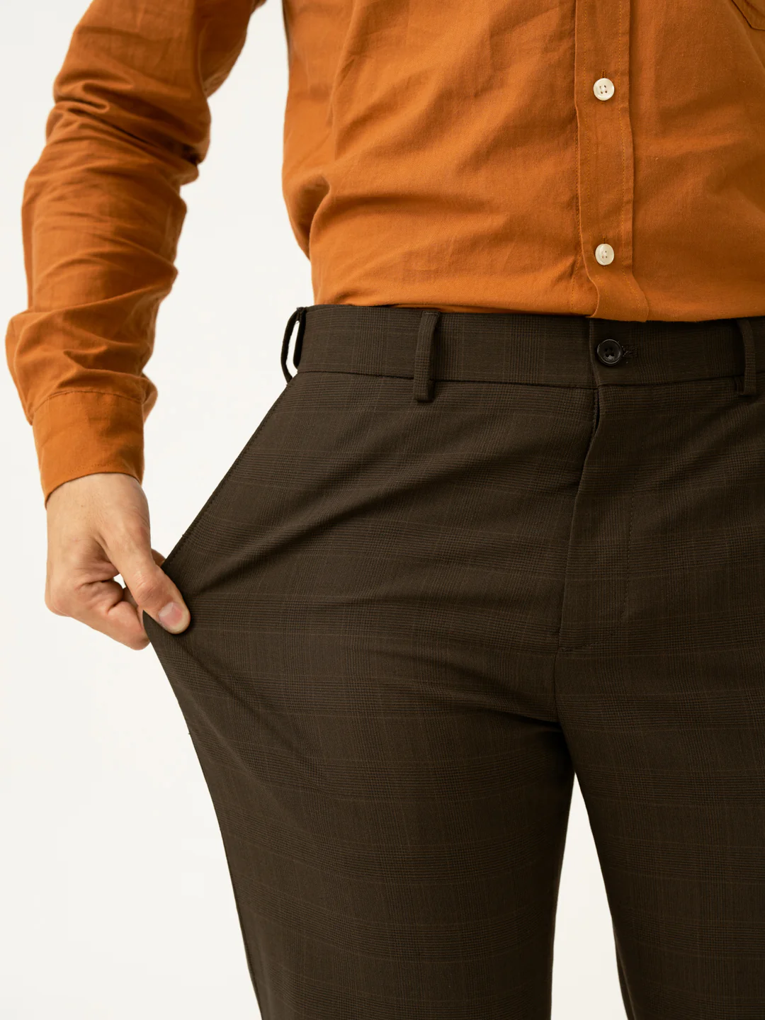 Bond Brown Checks Merino Wool Pants - Image 3