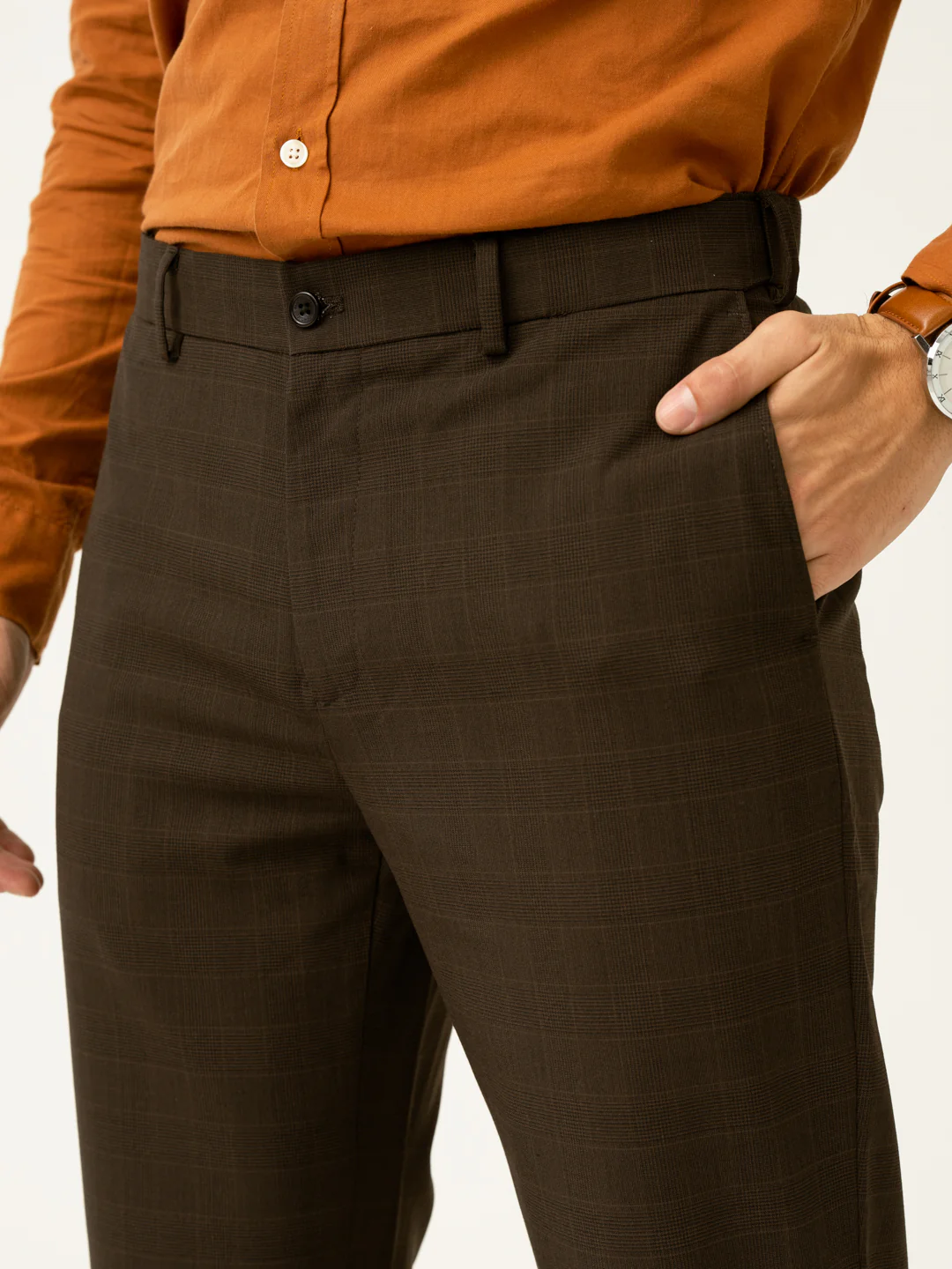 Bond Brown Checks Merino Wool Pants - Image 6