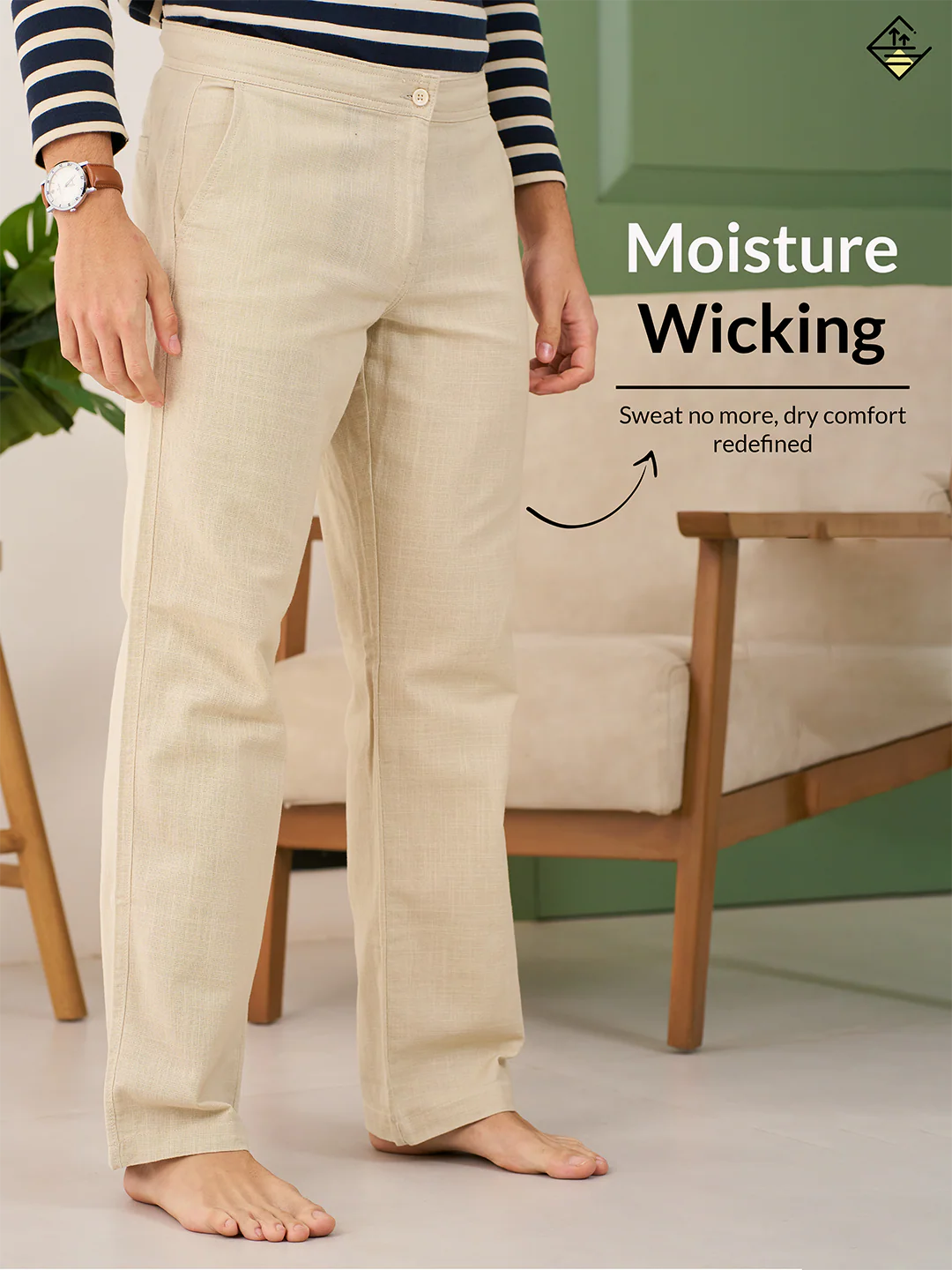 Bondi Beige All Day Lounge Cotton Pants - Image 4