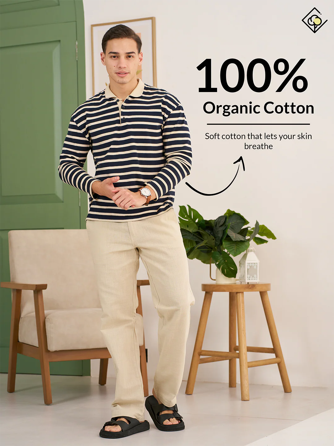 Bondi Beige All Day Lounge Cotton Pants - Image 5