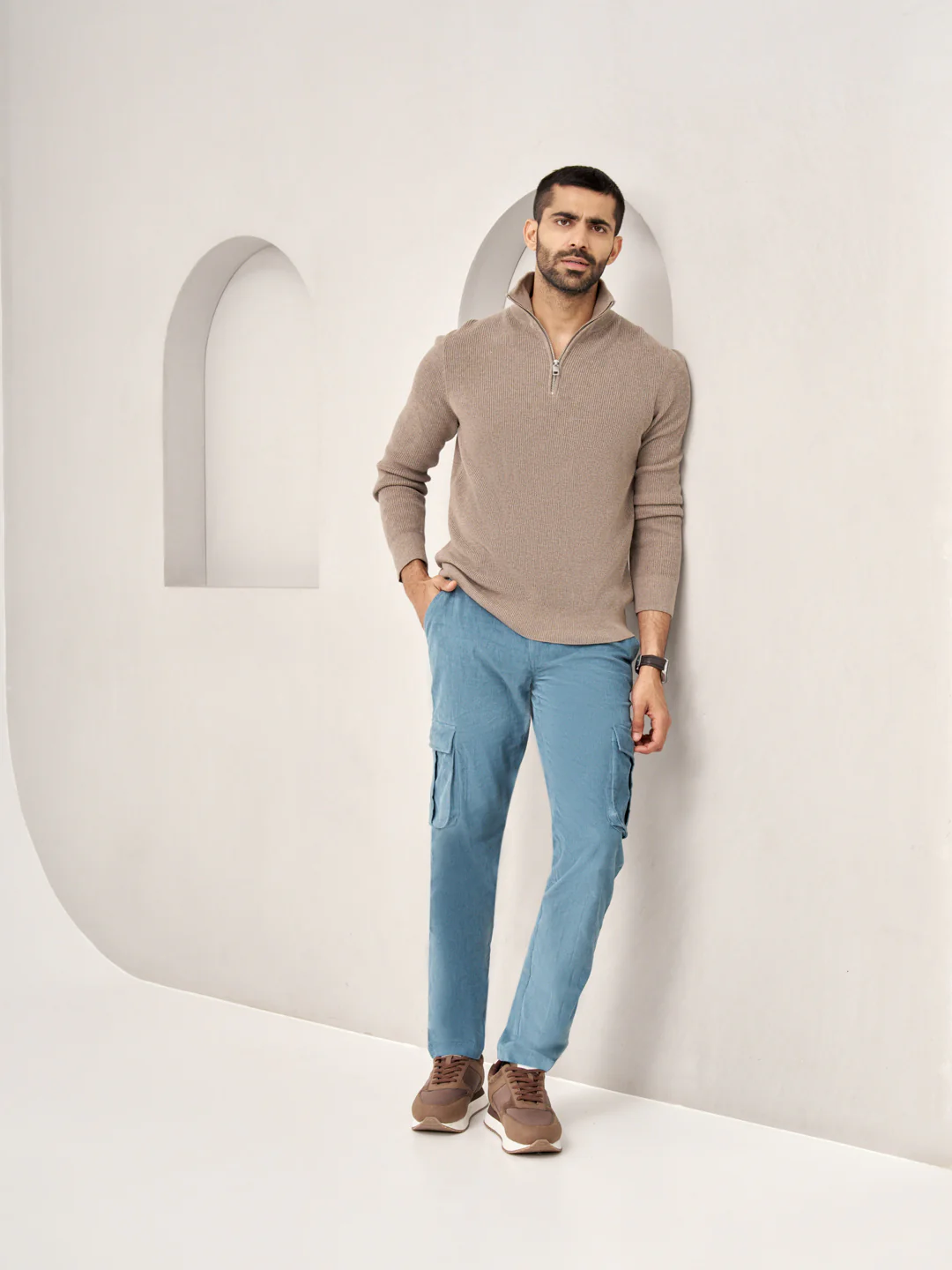BoraBora Blue Corduroy Stretch Cargo Pants - Image 6