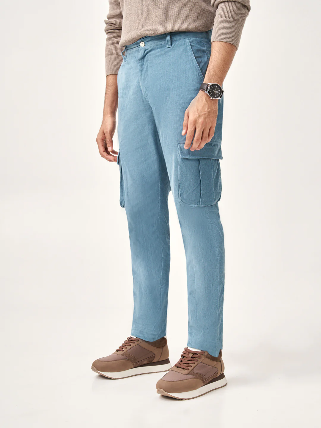 BoraBora Blue Corduroy Stretch Cargo Pants - Image 8