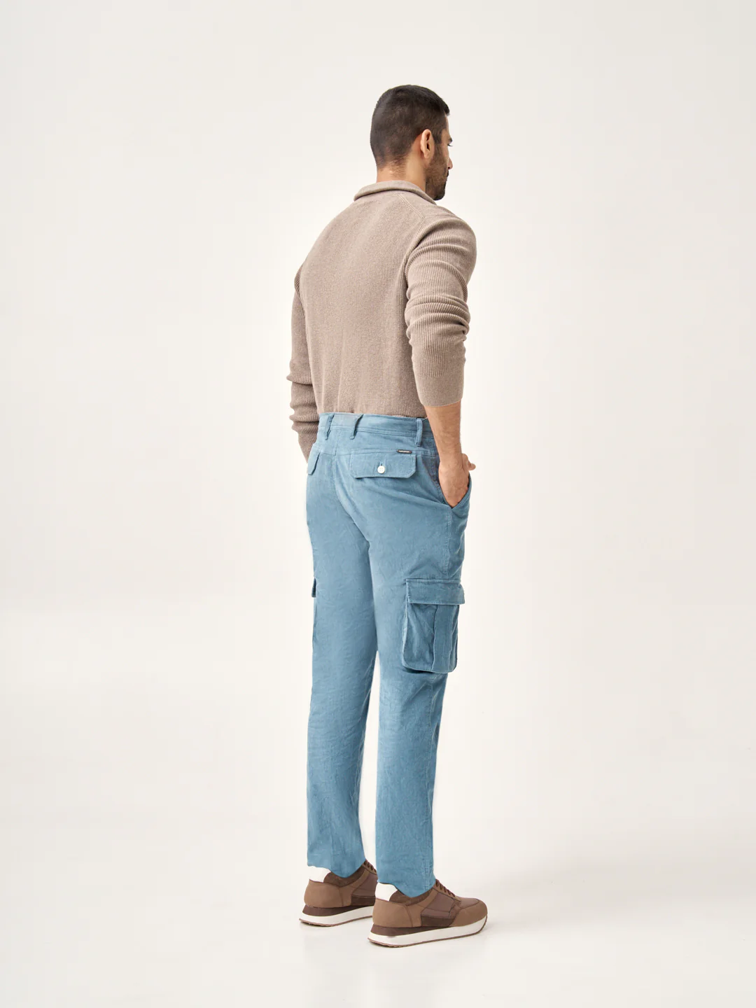 BoraBora Blue Corduroy Stretch Cargo Pants - Image 9