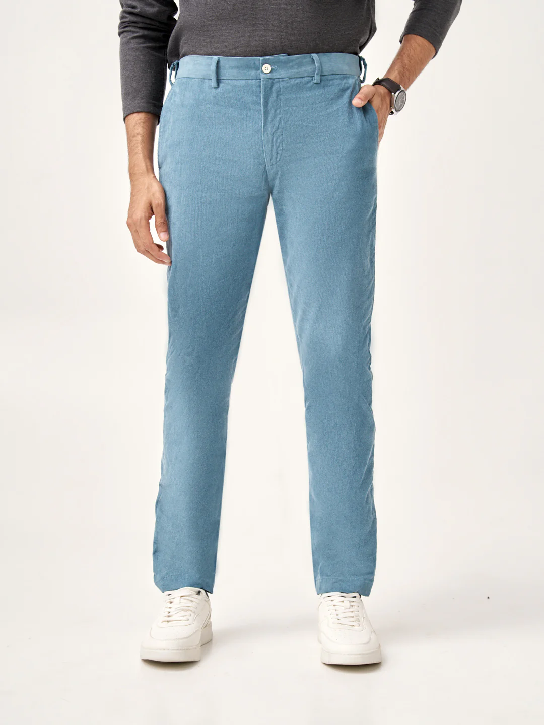 BoraBora Blue Corduroy Stretch Pants - Image 4