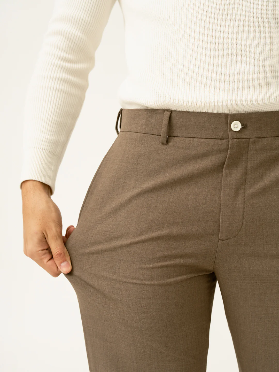 Boston Brown Melange Merino Wool Pants - Image 3