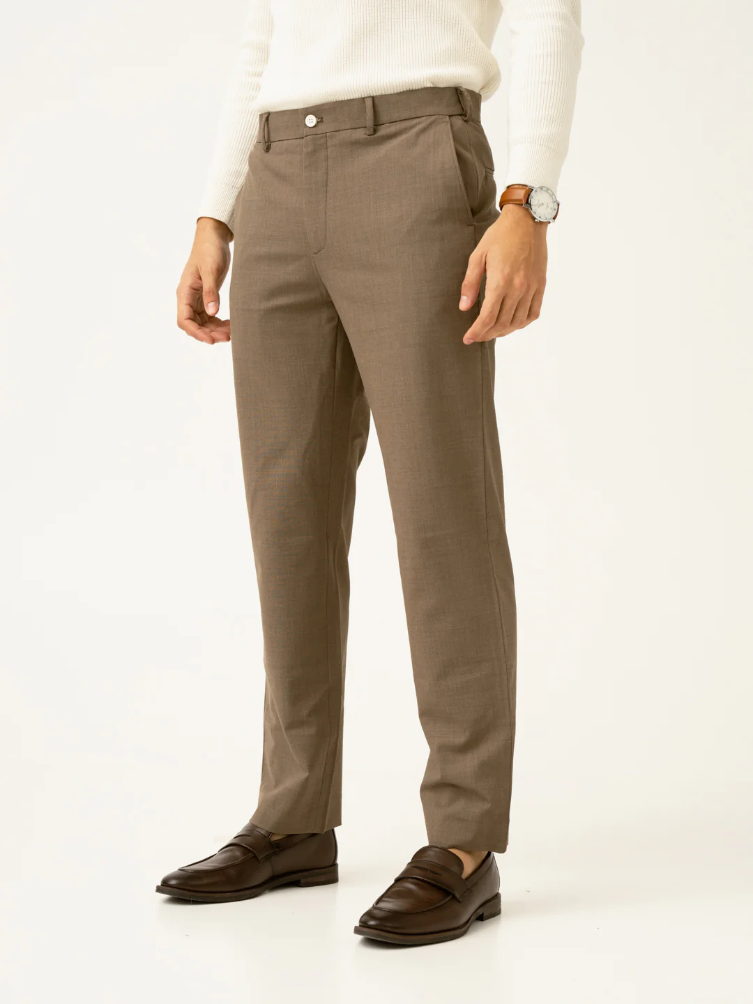Boston Brown Melange Merino Wool Pants - Image 7
