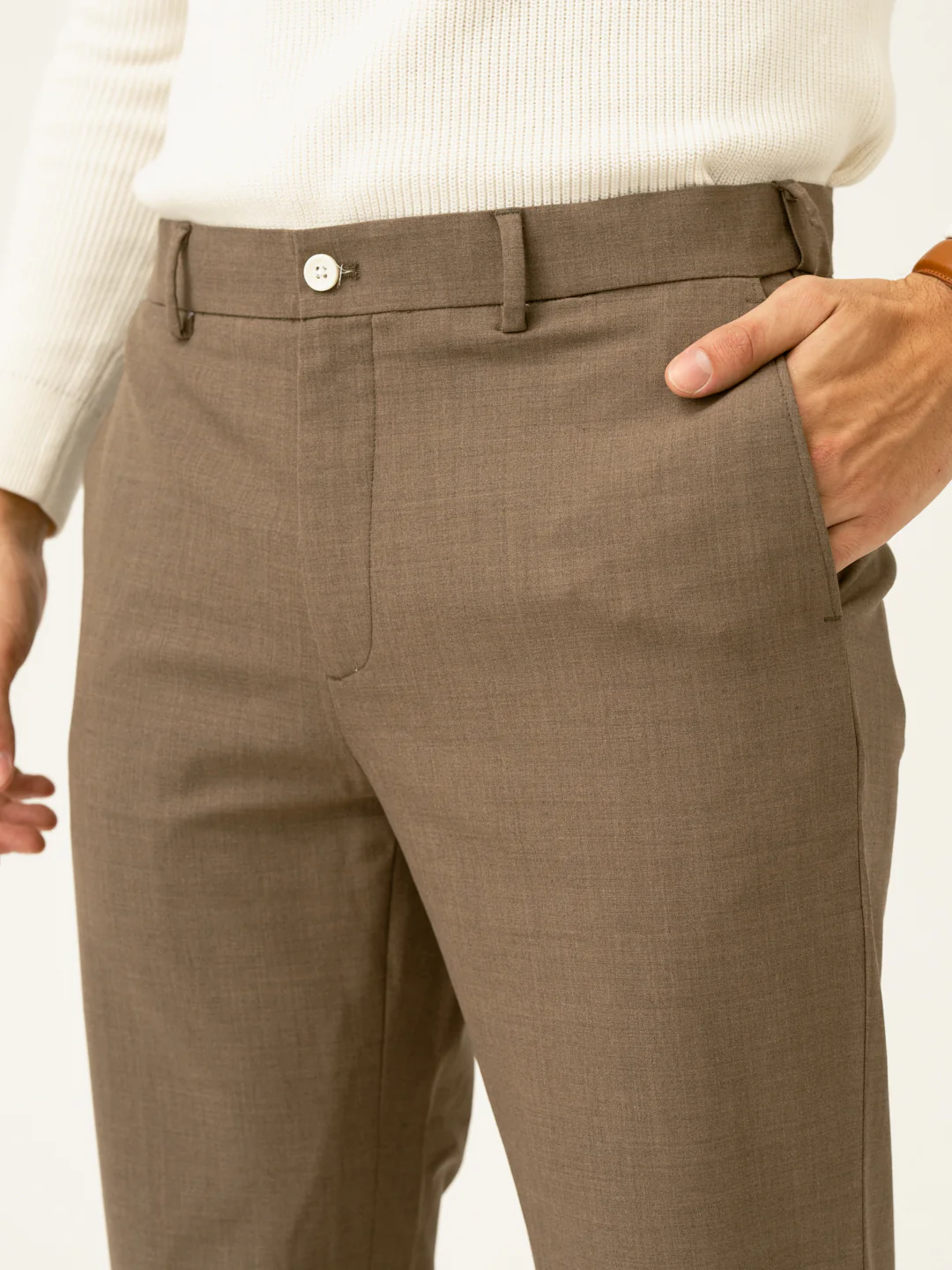 Boston Brown Melange Merino Wool Pants - Image 8