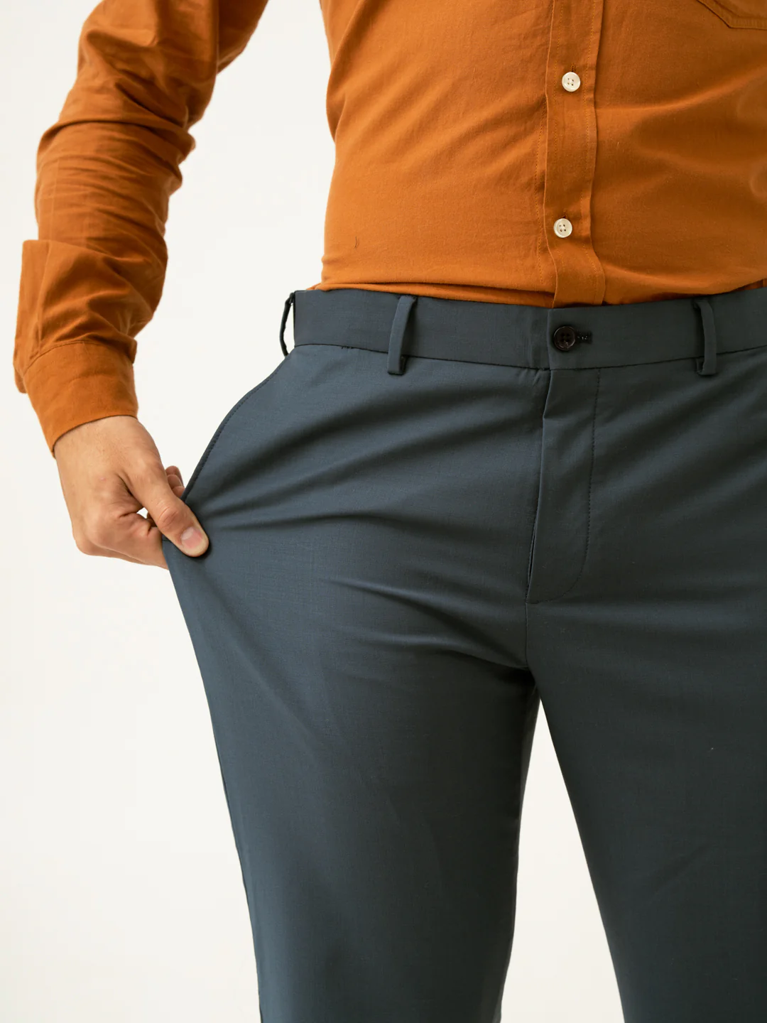 Bottle Green Merino Wool Pants - Image 3