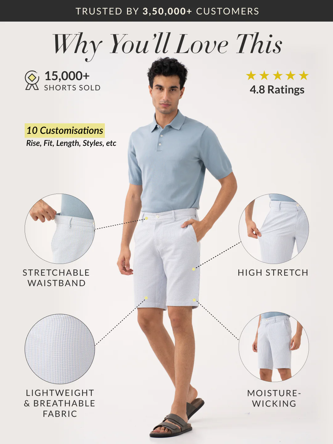 Breeze Blue Stripes Seersucker Chino Shorts - Image 2