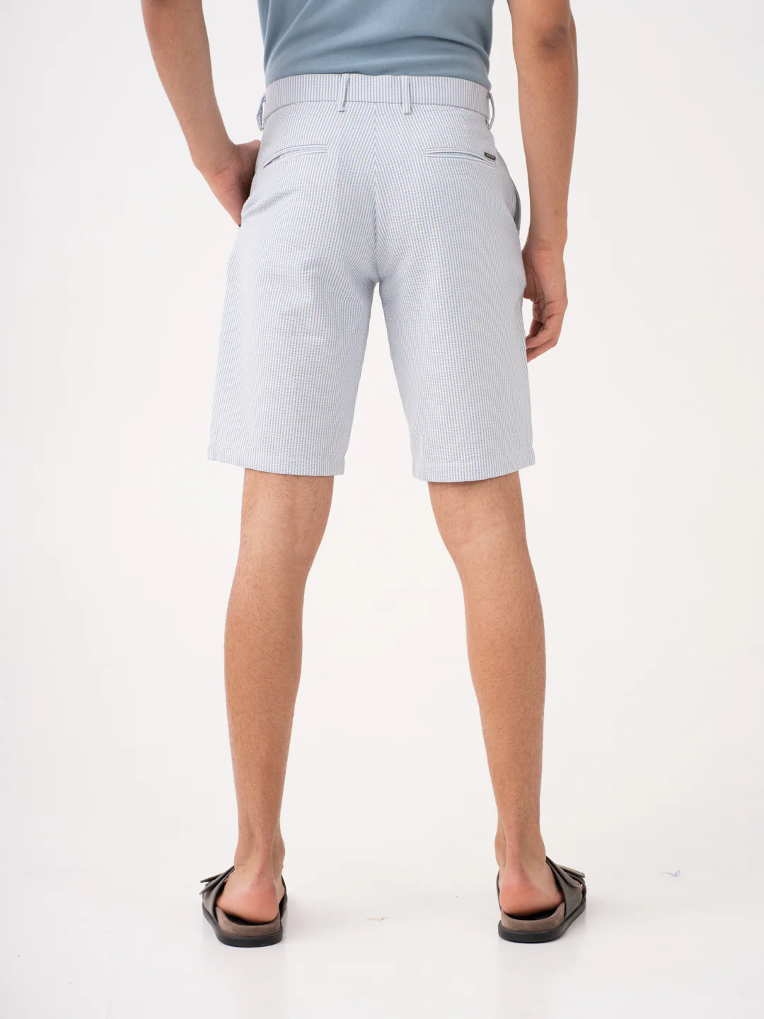 Breeze Blue Stripes Seersucker Chino Shorts - Image 7