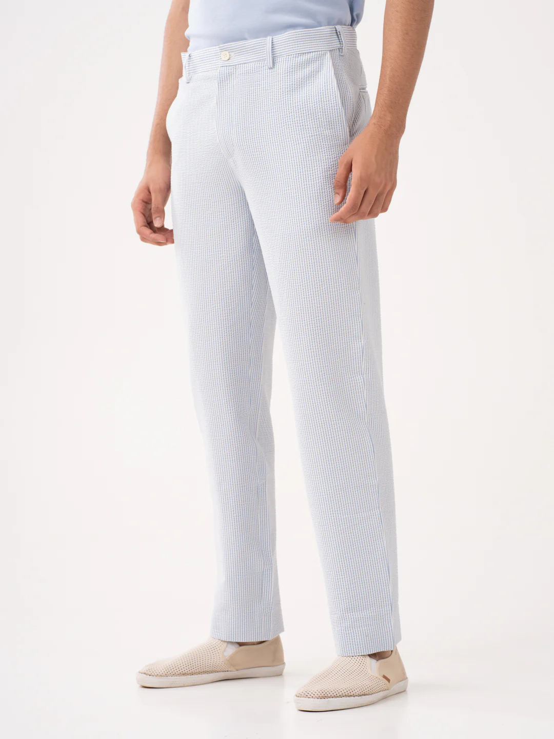 Breeze Blue Stripes Seersucker Pants - Image 10
