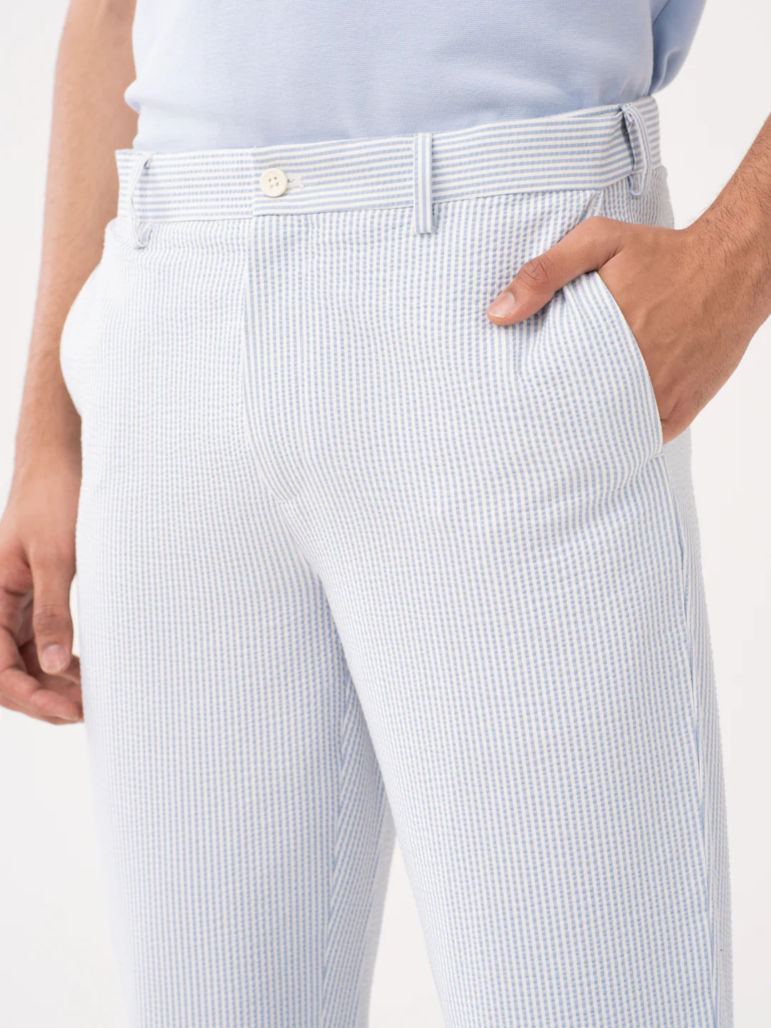 Breeze Blue Stripes Seersucker Pants - Image 3