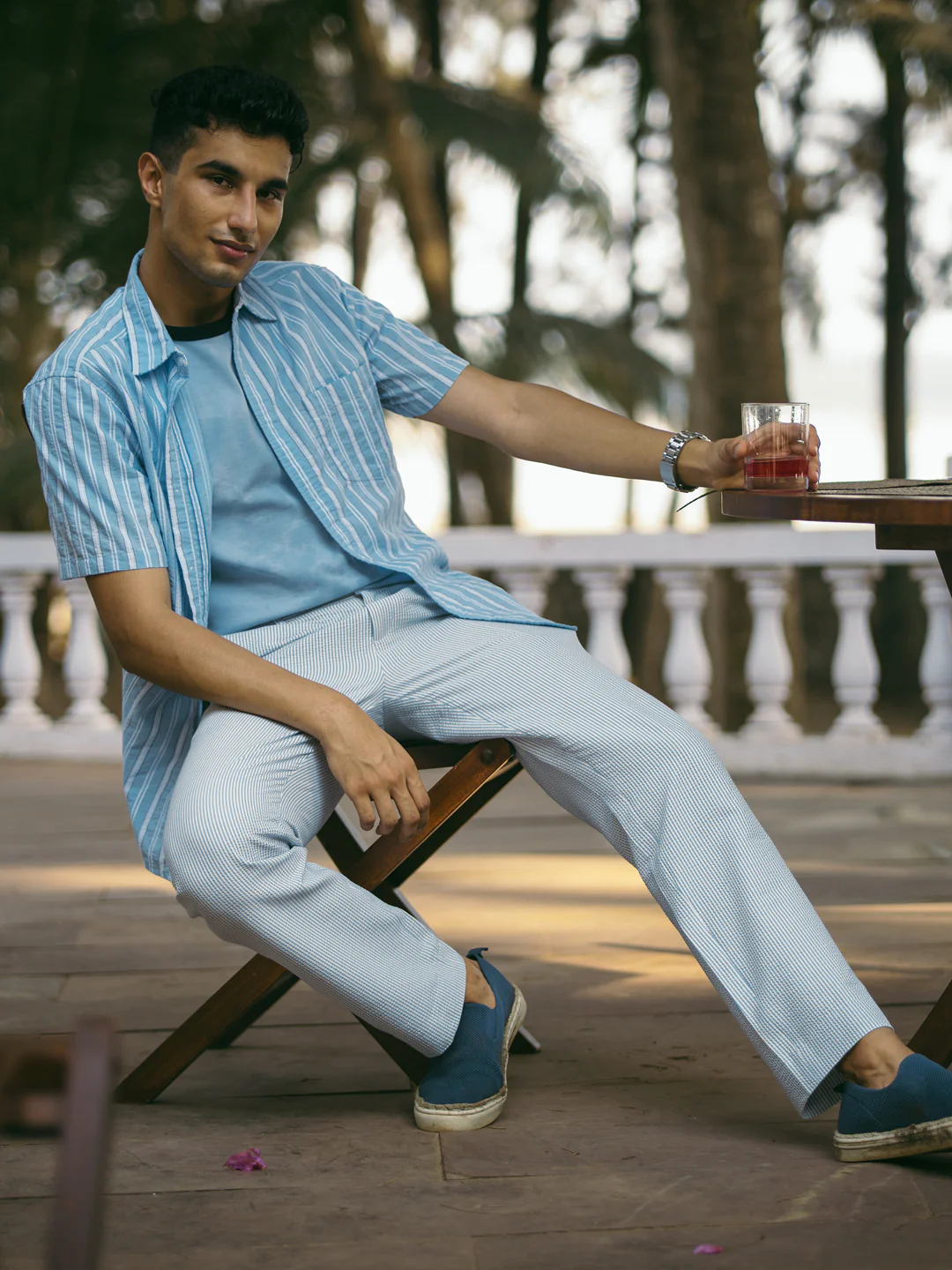 Breeze Blue Stripes Seersucker Pants - Image 4