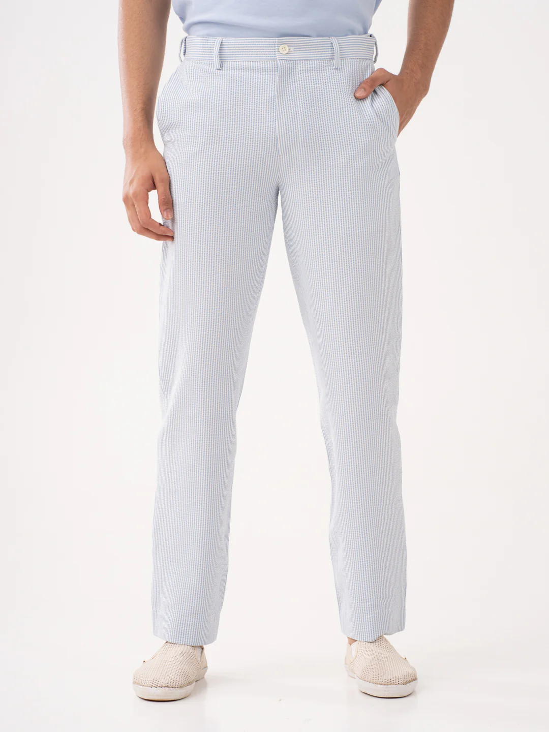 Breeze Blue Stripes Seersucker Pants - Image 7