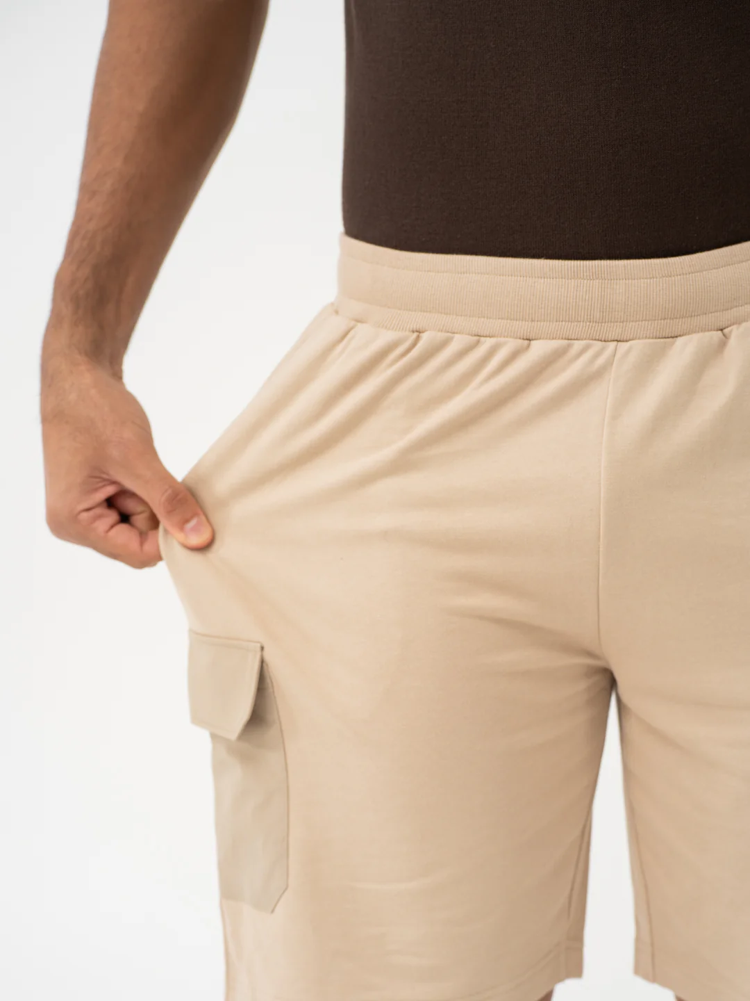 Brew Beige Relaxed Fit Cargo Sweatshorts - Image 4